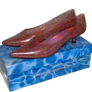 NEW Jeffrey Campbell Millenni Pointed Toe Kitten Heel Pump PINK Jelly Sz 8